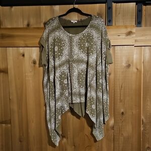 Easel Olive Boho Print Tunic Top